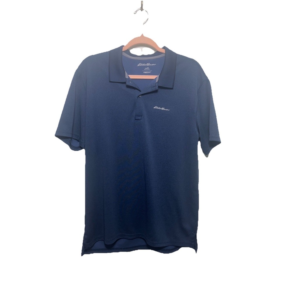 Eddie Bauer FreeDry Mens Performance Golf Polo Medium Navy Blue Used